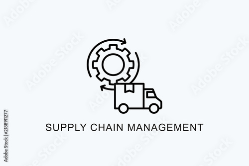 Supply Chain Management Icon Or Logo Isolated Vector Illustration