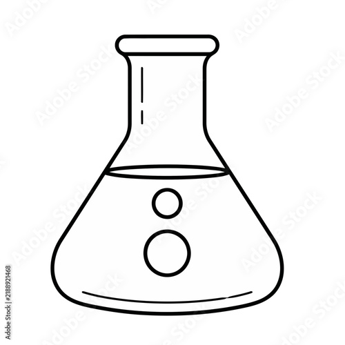 Outline of a laboratory flask with liquid and bubbles