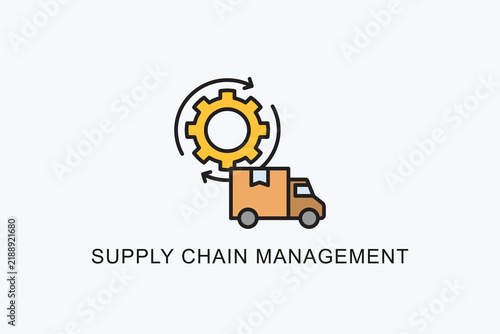 Supply Chain Management Icon Or Logo Isolated Vector Illustration