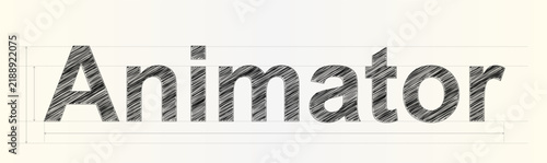 Creative text element featuring the word animator designed with a stylized hand drawn scribble fill effect