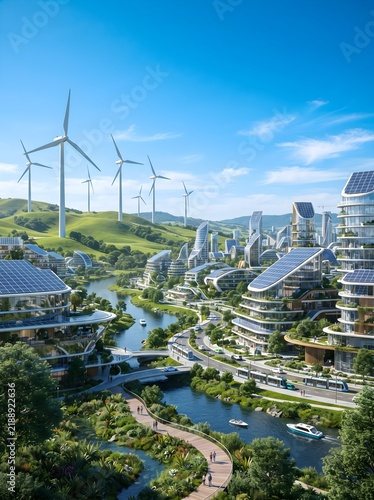 Renewable Energy Landscape Integrated with Solar, Wind and Sustainable Smart Infrastructure