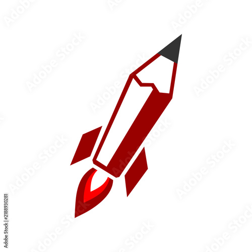 Illustrated Rocket Pencil Isolated