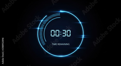 Digital Timer Countdown Interface with Neon Glow
