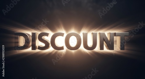 Glowing Discount Text with Dramatic Light Rays