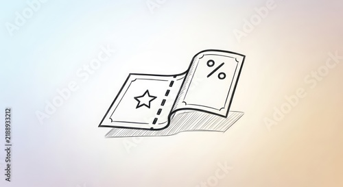 Hand-drawn discount coupon with star and percentage sign