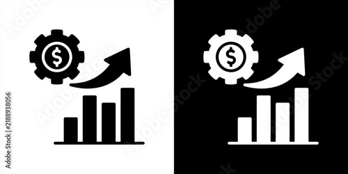 Business Growth Icon Set Black And White