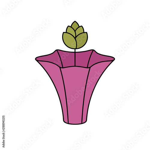 Pink flower vase with green bud