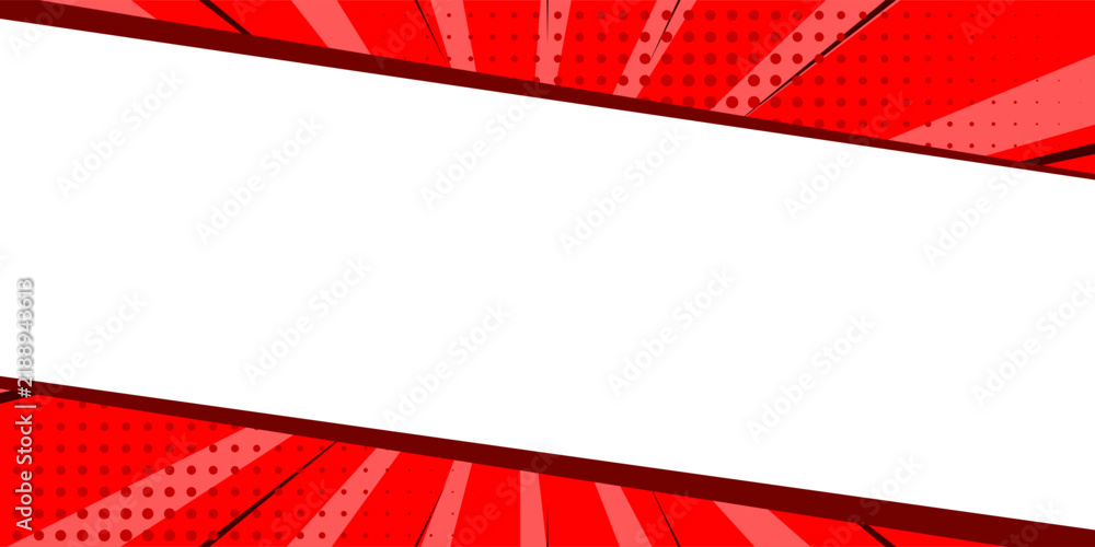 Fototapeta premium Comic cartoon thumbnail video template background on red