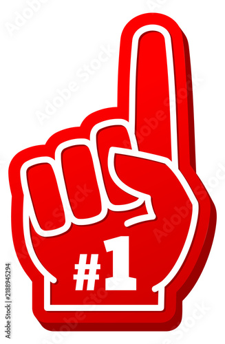 Foto Red foam hand. Sport best fan finger
