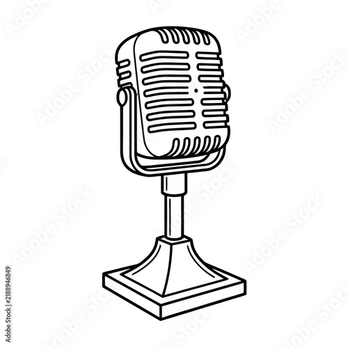 Retro Microphone Line Art