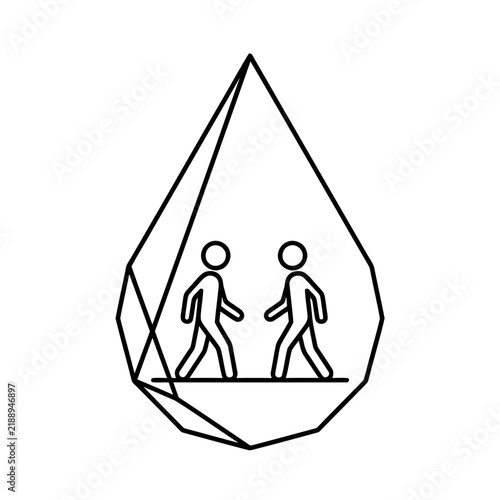 Two figures inside a geometric shape