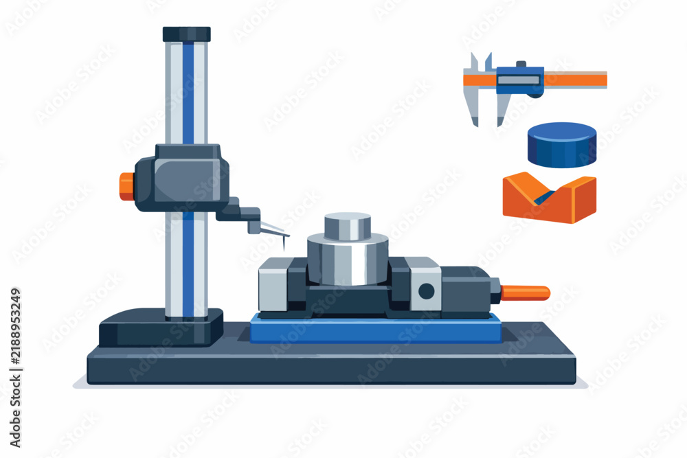 Fototapeta premium Precision milling machine with tools and caliper on workbench