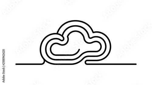 Cloud line drawing minimal vector illustration showing simple outline shape against white background.