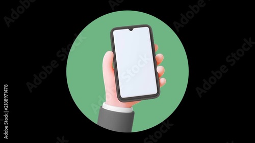 Hand holding a modern smartphone with blank screen for app interface design