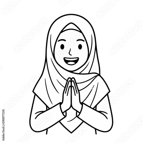 Woman in Hijab with Hands Together