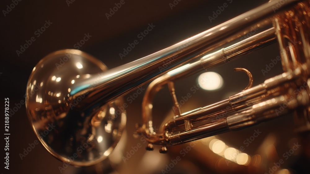 Obraz premium A Polished Brass Trombone Slide Gleaming with Reflective Metal Surface Detail