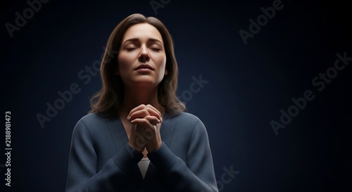 Obraz w ramie 祈り、静寂、希望、感謝、祈祷、内省、穏やか、女性