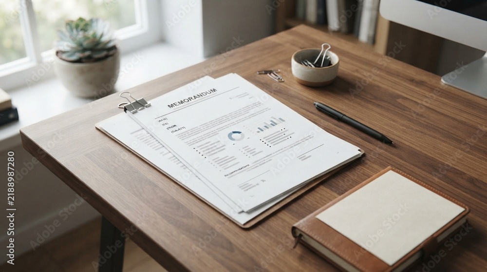 Fototapeta premium Renewal insurance recommendation memo on desk, insurance renewal and policy management concept