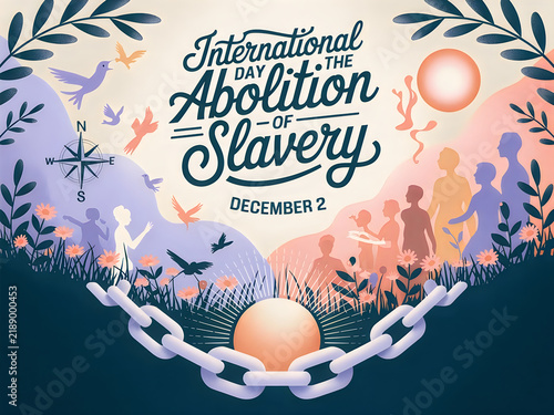 International day for the abolition of slavery poster illustration