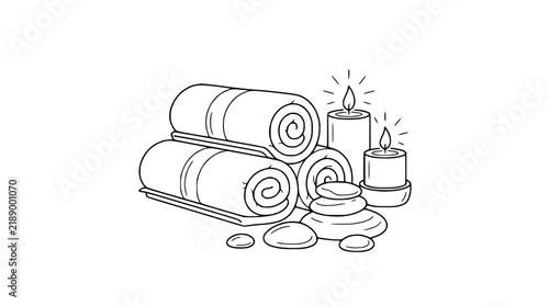 Spa Wellness Treatment Line Art Illustration