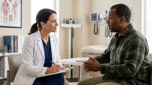 Doctor Patient Consultation In Medical Exam Room