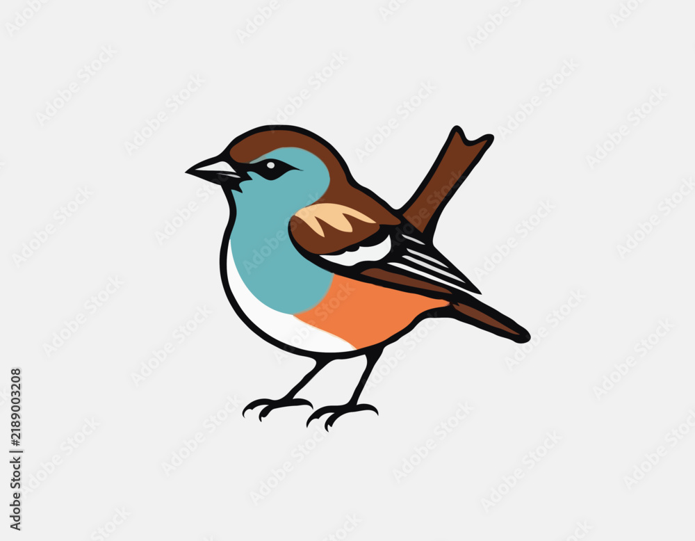Fototapeta premium Sparrow Bird Vector Logo Design isolated on white background.