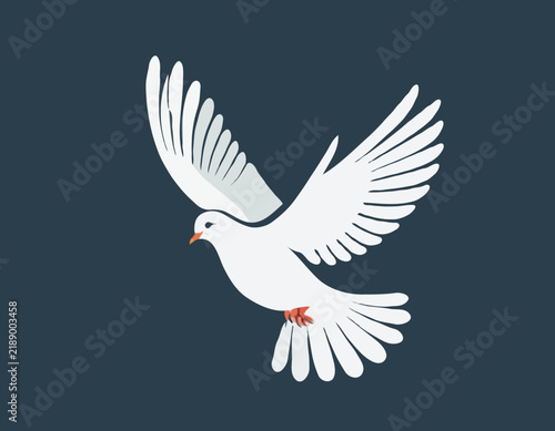 Flying white dove symbol of peace. Flying Dove Illustration isolated on white background.