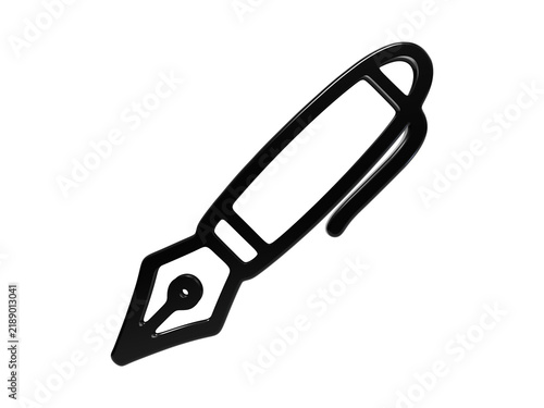Foto Fountain pen ink nib glossy black 3d icon for professional creative writing design