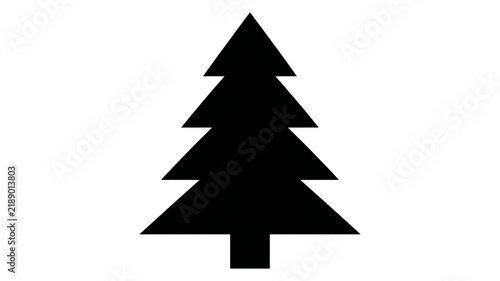 Black silhouette of a Christmas tree isolated on a white background