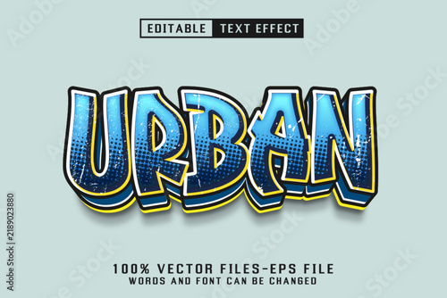 Urban Street Graffiti Halftone Blue 3D Text Effect Vector EPS
