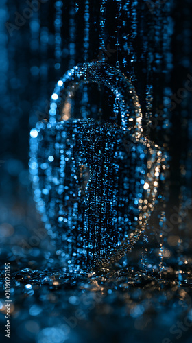 Digital Padlock Formed by Cyber Code Matrix for Data Security and Network Protection Background
