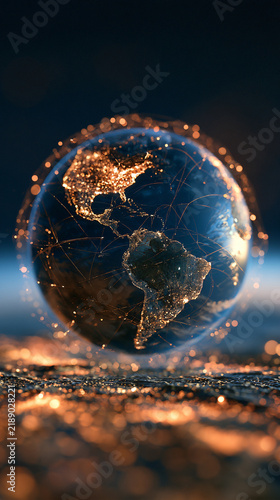 Digital Globe Connectivity Network Featuring Glowing Global Data Infrastructure and Interconnected Worldwide Communication Systems