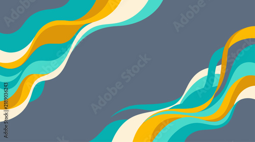 Abstract wavy colorful graphic element with flowing lines on gray background