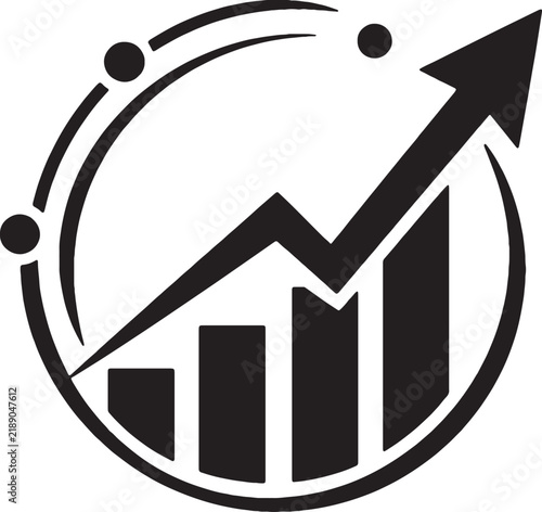 Growth chart icon with upward arrow and circular progress