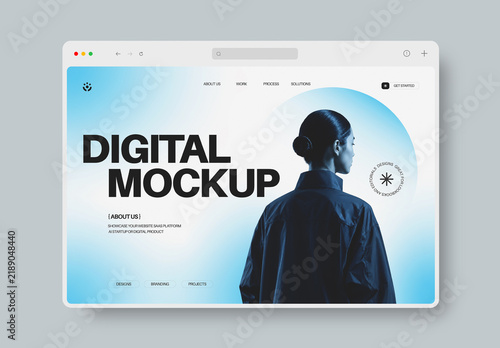 Website Landing Homepage UI Mockup in Browser