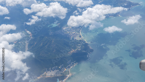 Coastal Island and Nature Area Aerial View with Turquoise Waters