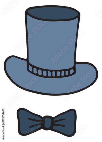 Fotografie Top hat and bow tie color drawing