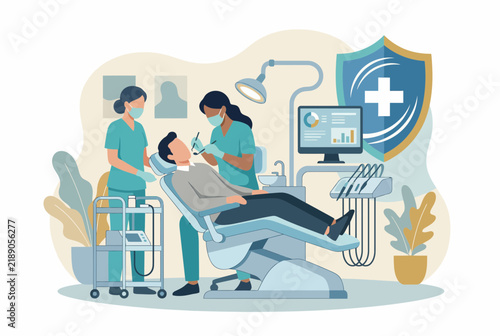 Dental Insurance Coverage and Patient Treatment Illustration