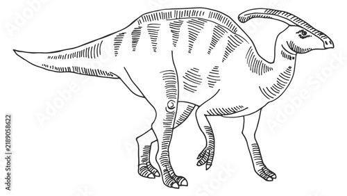 Fotografie Parasaurolophus dinosaur sketch