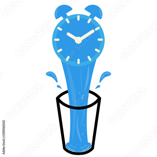 Obraz na płótnie water drinking reminder concept featuring a glass of water rising into an alarm clock shape, symbolizing hydration, health, wellness, and timely drinking habits