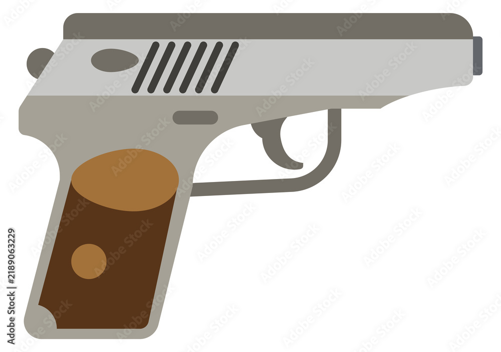 Obraz premium Pistol color icon. Security weapon. Classic old gun