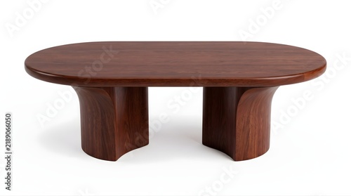 Modern Dark Wooden Coffee Table with Rounded Base