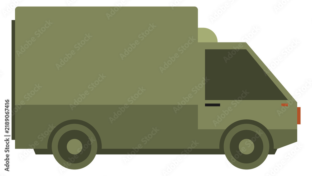 Obraz premium Military green truck. Army vehicle color icon