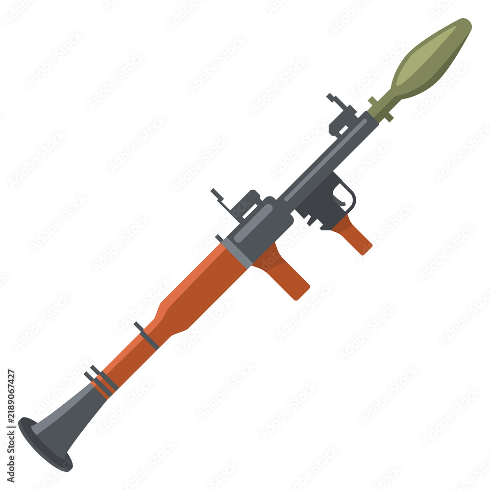 Obraz premium Hand rocket launcher. Explosive gun color icon