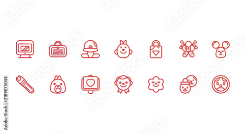Collection of various line icons.