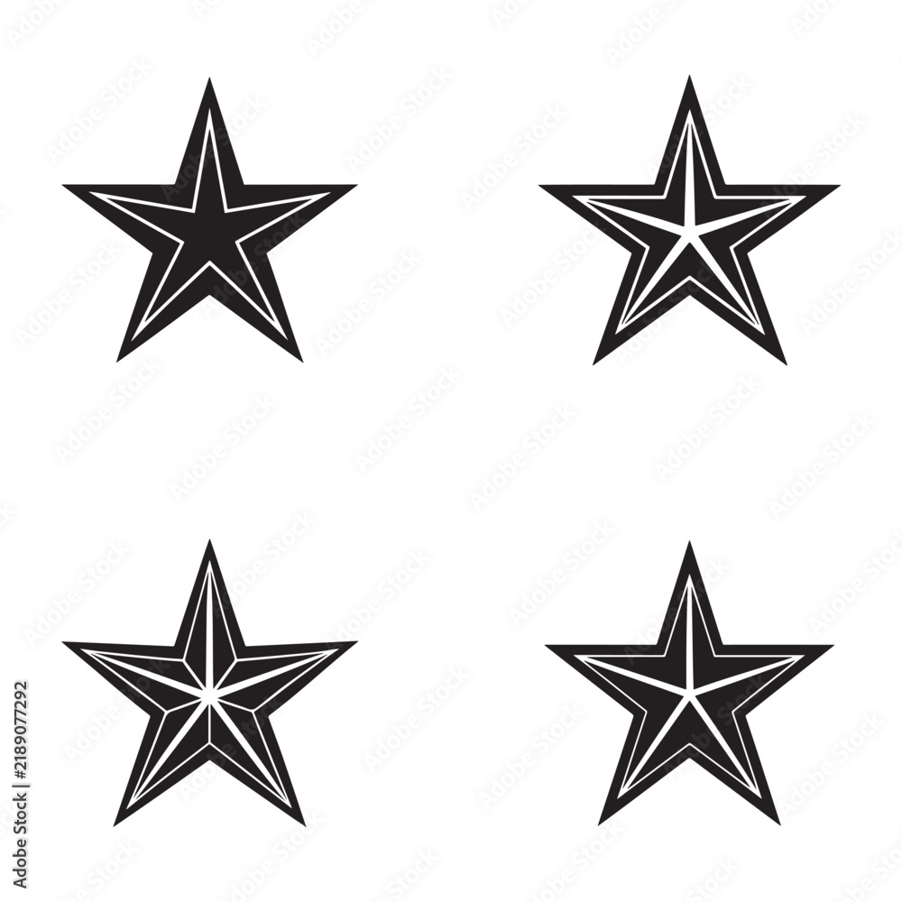 Fototapeta premium stars with white outlines in different orientations on white background star shapes
