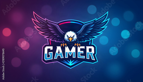 Gamer logo. Gaming logo design. Animals logo. Animals gaming logo. Neon design