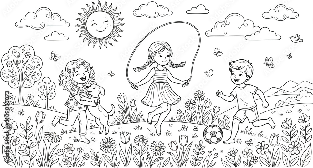 Fototapeta premium coloring page of children