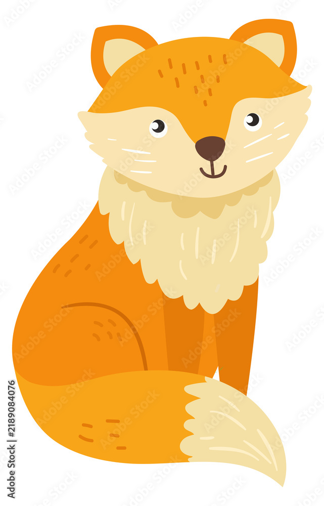 Fototapeta premium Cute fox character. Adorable forest animal sitting