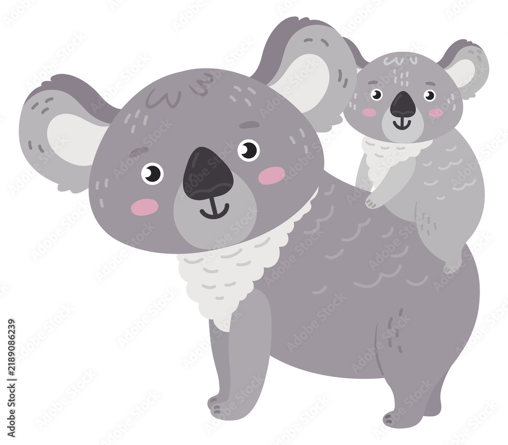 Obraz premium Cute mother koala with baby. Jungle australian bear